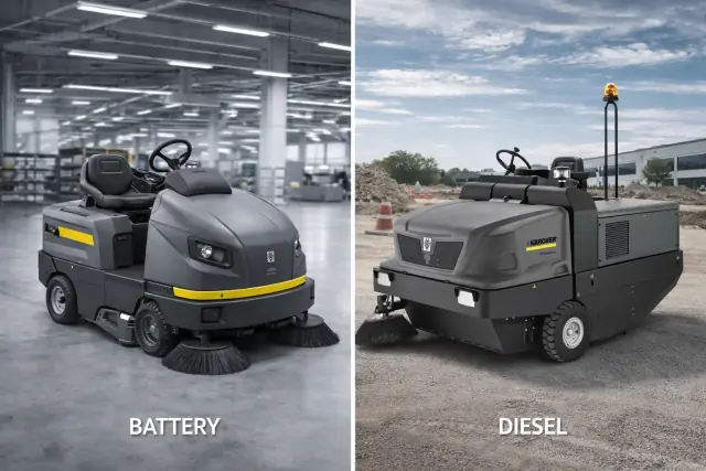Battery vs Diesel Ride On Sweeper: Choosing the Right Fit for Your Facility