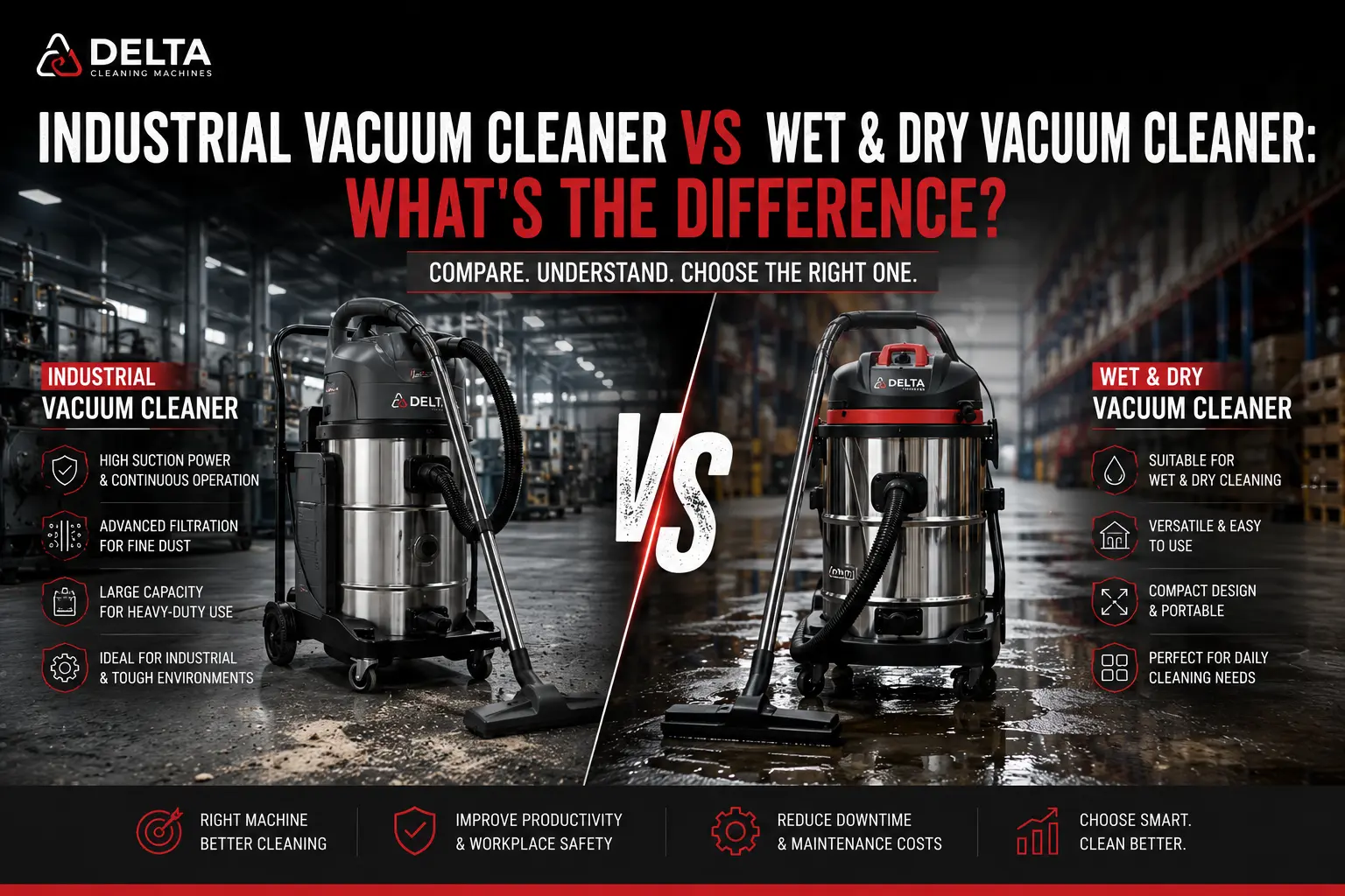 Industrial Vacuum Cleaner vs Wet & Dry Vacuum Cleaner: What's the Difference?